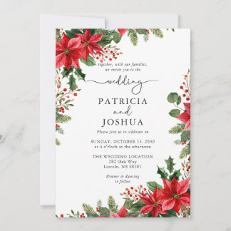 Invitación Winter Botanical Christmas Wedding Invitation