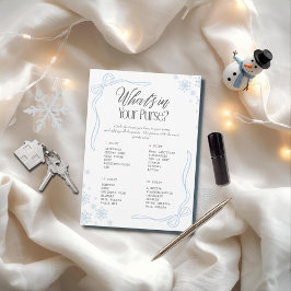 Invitación Winter Bow Blue ¿Qué hay en tu bolso? Juego