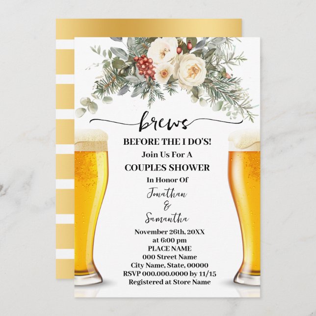 Invitación Winter Brews Before I do Couples Shower (Anverso / Reverso)