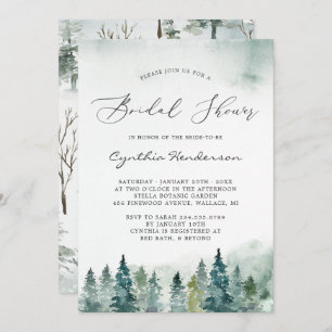 Invitación Winter Bridal Shower Elegant Forest Pine Trees