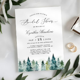 Invitación Winter Bridal Shower Elegante Moda Pine Tree Fores