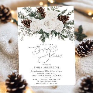 Invitación Winter Bridal Shower Pine Greenery