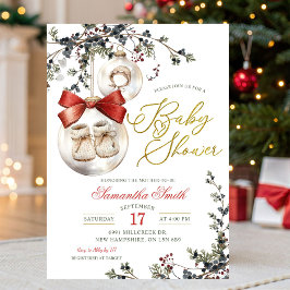 Invitación Winter Christmas Minimalist Bauble Baby Shower