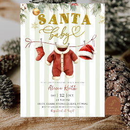 Invitación Winter Christmas Santa Clothesline Baby Shower
