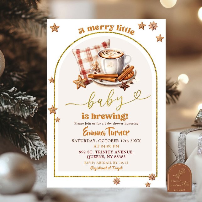 Invitación Winter Coffee Merry Little Baby Shower (Subido por el creador)