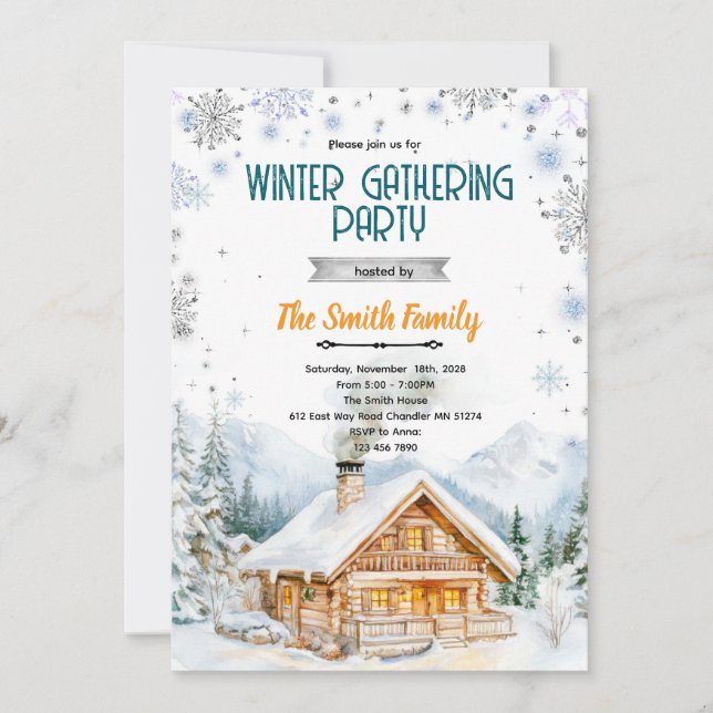 Invitación Winter cozy cabin party invitation (Anverso)