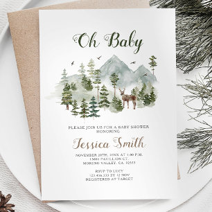 Invitación Winter Deer Animals Woodland Boy Baby Shower