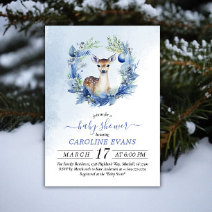 Invitación Winter Deer Watercolor Baby Shower
