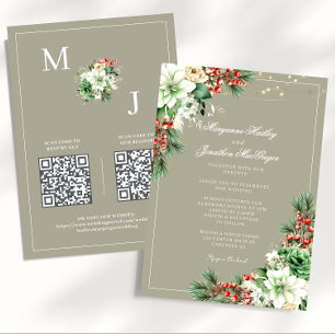 Invitación Winter Elegant Floral Script Boda