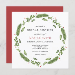 Invitación Winter Evergreen y Holly Bridal Shower