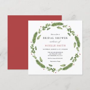 Invitación Winter Evergreen y Holly Bridal Shower