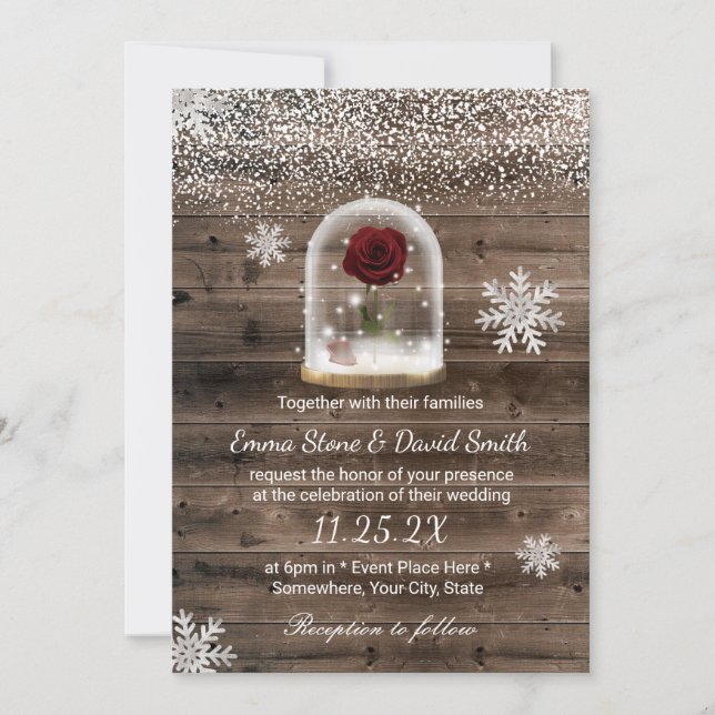 Invitación Winter Fairytale Beauty Rosa Dome Boda (Anverso)