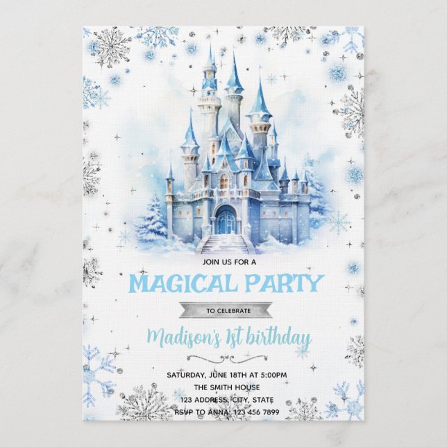 Invitación Winter Fairytale Castle party invitation (Anverso)