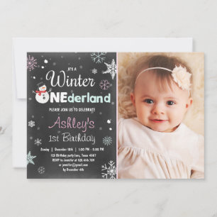 Invitación Winter Fiesta de cumpleaños de Onederland Mint Pin