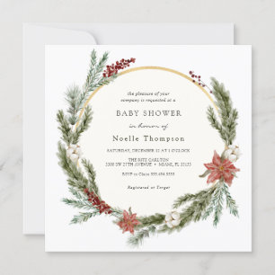 Invitación Winter Floral and Greenery Baby Shower