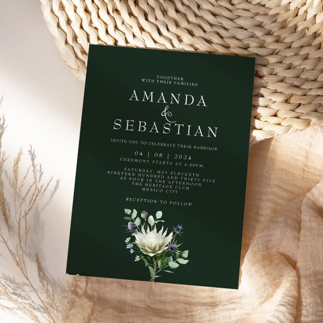 Invitación Winter Floral Bouquet Protea Boda (Subido por el creador)