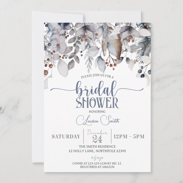 Invitación Winter Floral Bridal Shower (Anverso)
