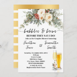 Invitación Winter Floral Bubbles & Brews Shower
