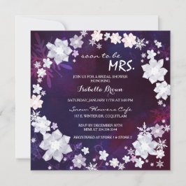 Invitación Winter Floral Wreath Purple Bridal Shower