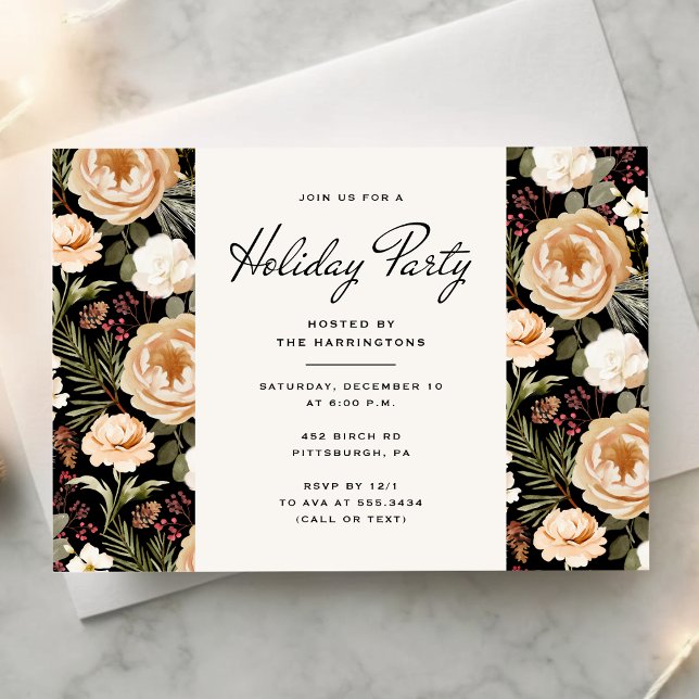 Invitación Winter Florals Elegant Holiday Party Invitation (Subido por el creador)