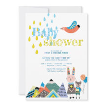 Winter Folk Art Baby Shower invita a los escandina