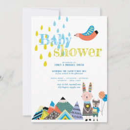 Invitación Winter Folk Art Baby Shower invita a los escandina