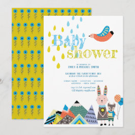 Invitación Winter Folk Art Baby Shower invita a los escandina