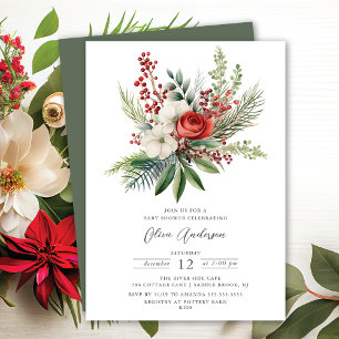Invitación Winter Foral Baby Shower