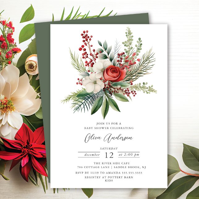 Invitación Winter Foral Baby Shower (Subido por el creador)