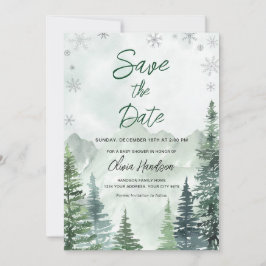 Invitación Winter Forest Baby Shower Save the Date