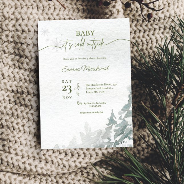 Invitación Winter Forest Baby su frío fuera de la ducha de be (Subido por el creador)