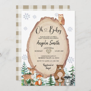 Invitación Winter Forest Rustic Woodland Baby Shower