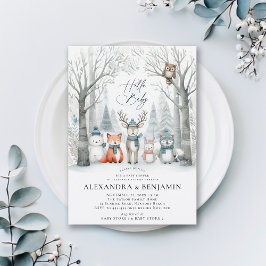 Invitación Winter Forest Woodland Animals Coed Baby Shower