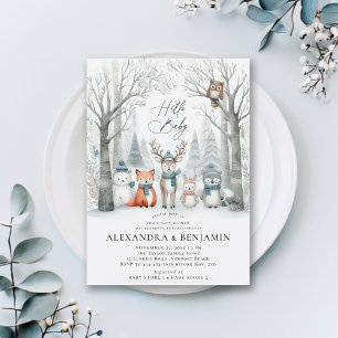 Invitación Winter Forest Woodland Animals Coed Baby Shower