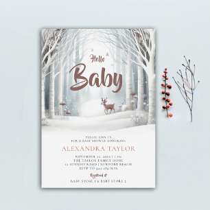 Invitación Winter Forest Woodland Deer Neutral Baby Shower