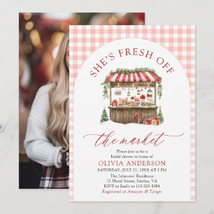 Invitación Winter Gingham Fresh Off The Market Bridal Shower
