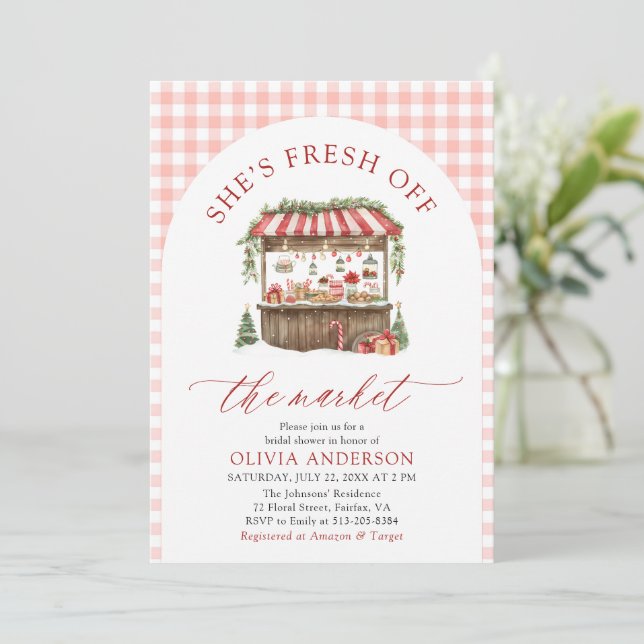 Invitación Winter Gingham Fresh Off The Market Bridal Shower (Anverso de pie)