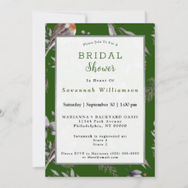 Invitación Winter Green Robin Greenery Bridal Shower