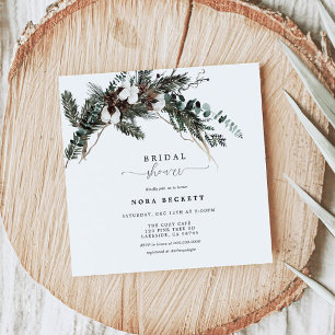 Invitación Winter Greenery Bouquet Bridal Shower