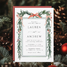 Invitación Winter Greenery Garland Wedding