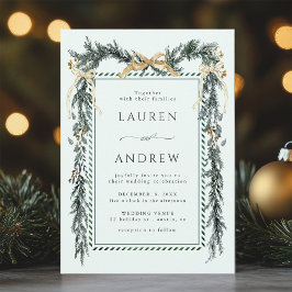 Invitación Winter Greenery Garland Wedding Mint Green