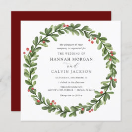 Invitación Winter Greenery Holly Boda
