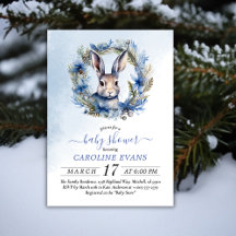Winter Hare Watercolor Baby Shower