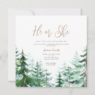 Invitación Winter He o She Gender Reveal Forest