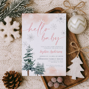 Invitación Winter Hello Baby, Chica Baby Shower