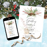 Invitación Winter Holidays Christmas Wedding Invitation<br><div class="desc">Congratulations on your engagement. Introducing our winter holidays or Christmas themed wedding invitation. Featuring winter foliage, pine cones, fur tree leaves and red berries. Please view the attached collection or 'more products' to view matching items. Alternatively use the TRANSFER option to see this design on other product types. You can...</div>