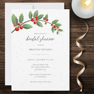 Invitación Winter Holly Bridal Shower