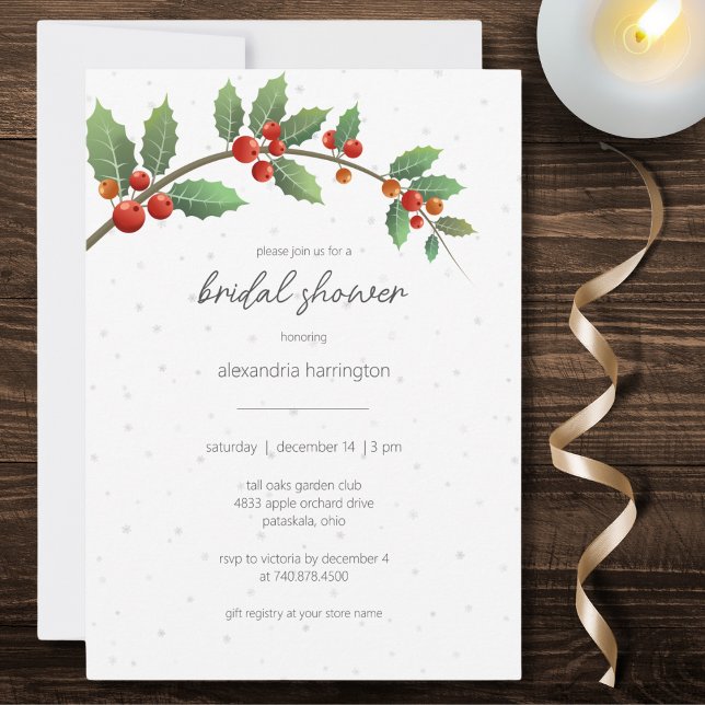 Invitación Winter Holly Bridal Shower (Subido por el creador)