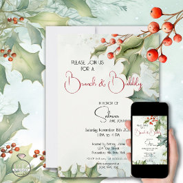 Invitación Winter Holly y Berries Brunch y Bubbly