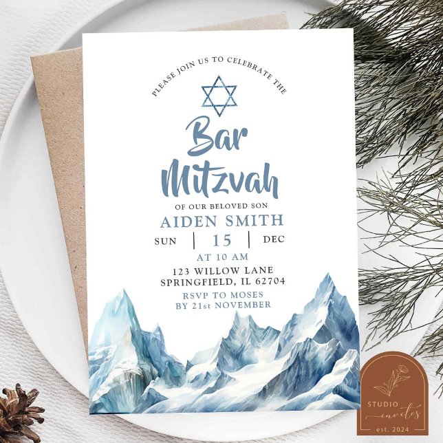 Invitación Winter Iceberg Mountain Bar Mitzvah (Subido por el creador)